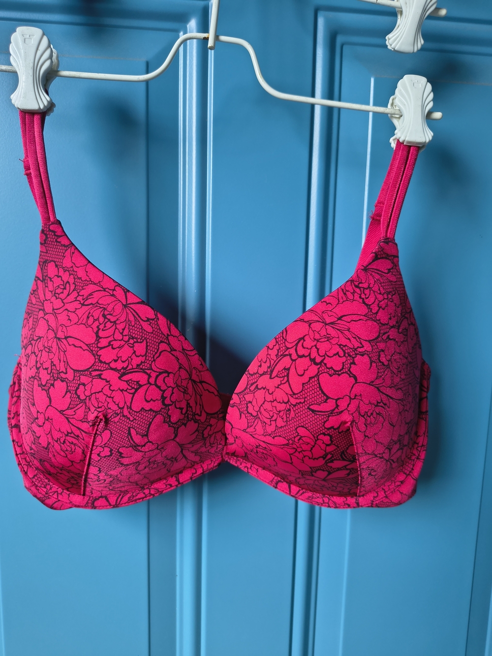 Ambrielle Hot Pink Floral Lace T-Shirt Bra